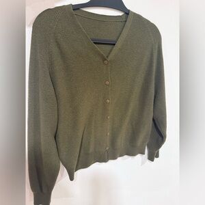 Olive Green Women's Cardigan Sweater